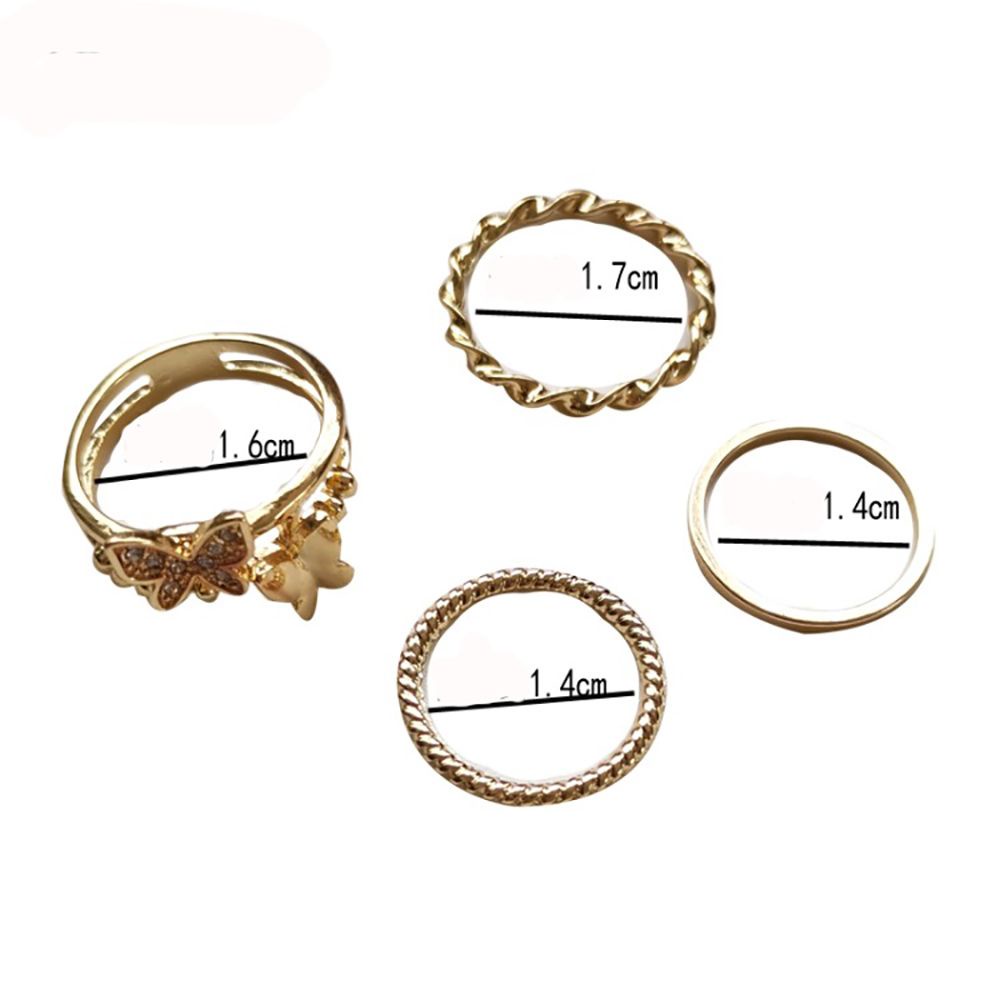 Bộ nhẫn hợp kim hình bướm đính ngọc trai đơn giản cho nữ