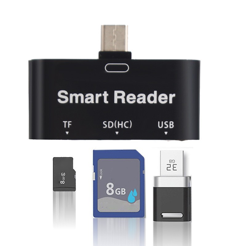 Đầu đọc thẻ 3 trong 1 USB 3.1 Type C USB-C TF Micro SD OTGType-c cho Macbook