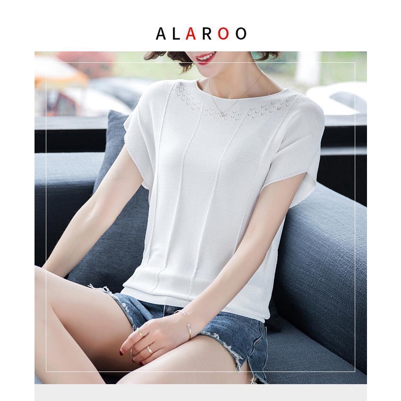 Áo thun tay ngắn họa tiết kẻ sọc chất liệu lụa mát có size lớn thời trang dành cho phụ nữ trung niên