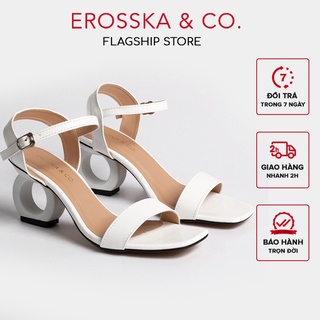 Erosska -Giày sandal cao gót Erosska hở mũi phối dây cao 5cm màu trắng _ EB009