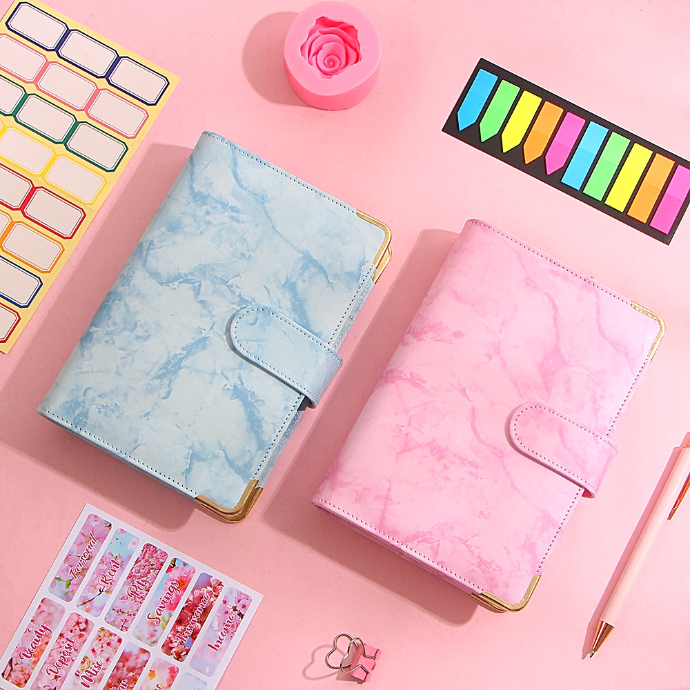 Sổ Tay A5/A6 Bìa Da PU Màu Macaron Có 6 Vòng Kẹp Tiện Dụng