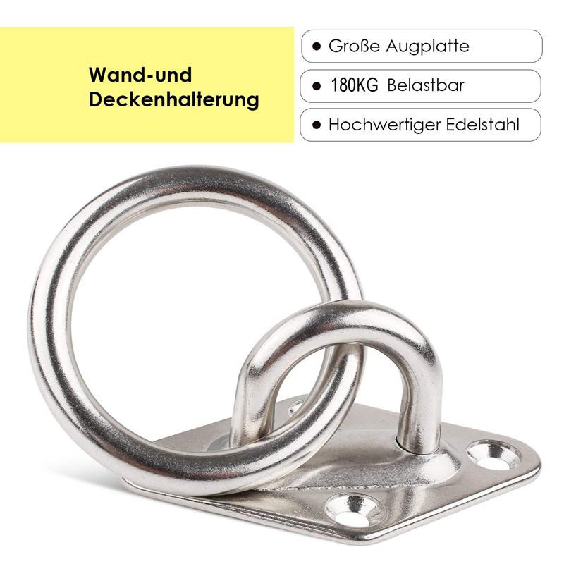 Bộ móc treo võng gắn tường hoặc trần nhà từ thép không gỉ 80mm x 50mm