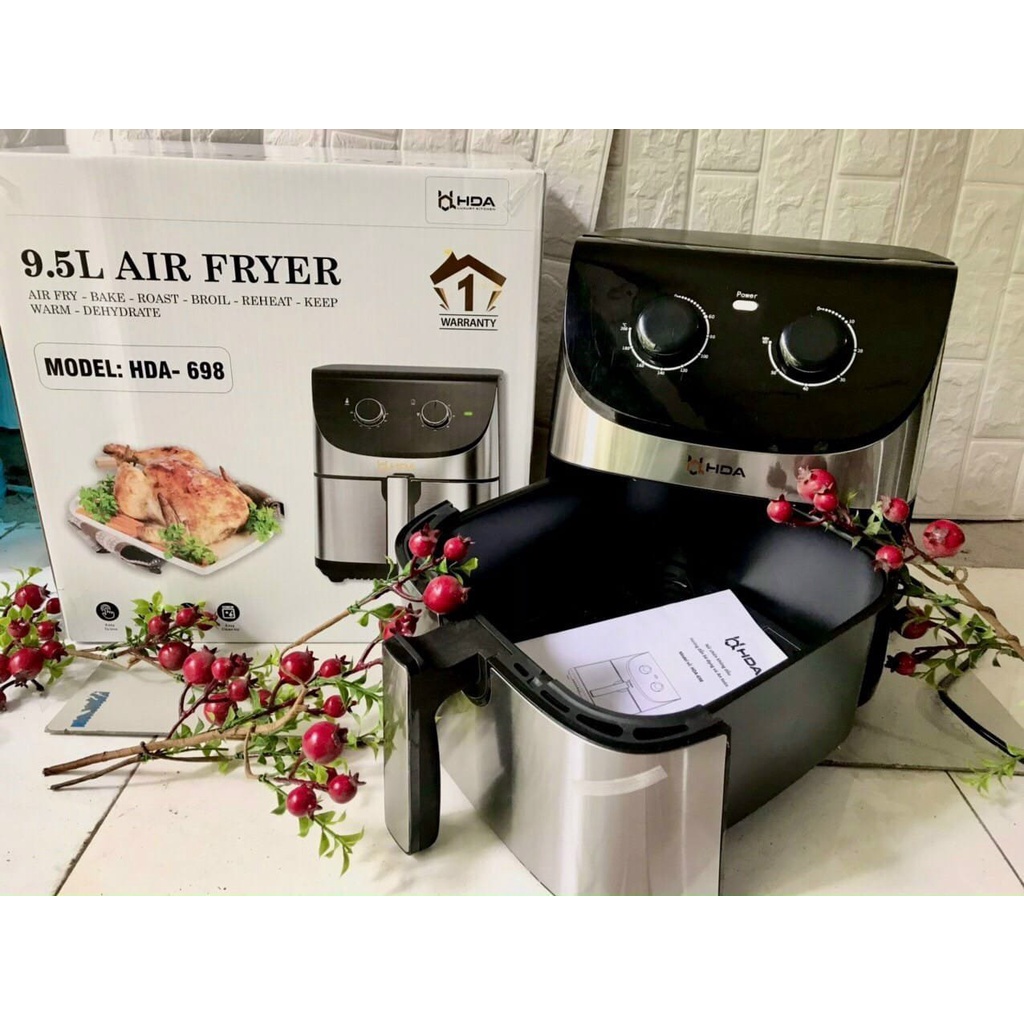 Nồi chiên không dầu HDA - 698 công nghệ Đức – Dung tích lớn 9.5L 8.2L lòng khay rộng – BH 12 tháng