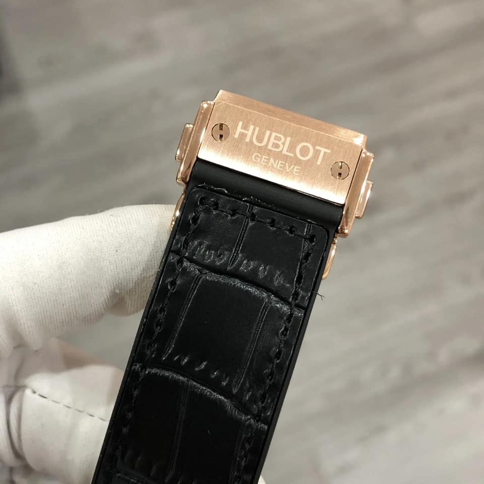 Đồng hồ Nam Hu-blot đính đá kép 2 vành đá máy cơ automatic mặt đen vỏ vàng hồng 42mm | BigBuy360 - bigbuy360.vn