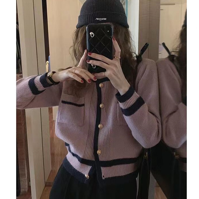Áo Khoác Cardigan Dệt Kim Tay Dài Cổ Tròn Phong Cách Hàn Quốc Thời Trang 2022 Cho Nữ