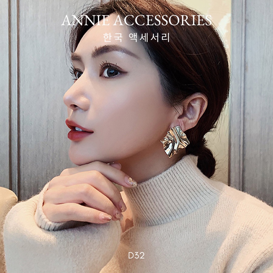 Bông tai hình vuông mạ vàng phong cách cá tính ANNIE - D32