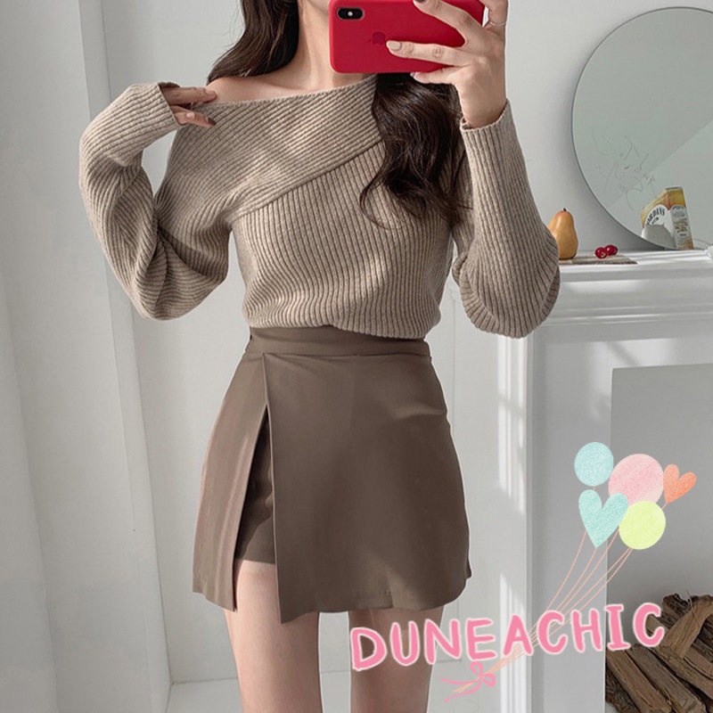 DUNEA Quần Culottes Lưng Cao Dáng Chữ A Xẻ Tà Quyến Rũ Dành Cho Nữ