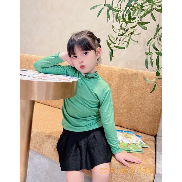 SIZE ĐẠI 18-30kg: Áo thun giữ nhiệt thêu gấu cổ 3 phân ấm áp ngày thu đông cho bé trai bé gái - AGNTG