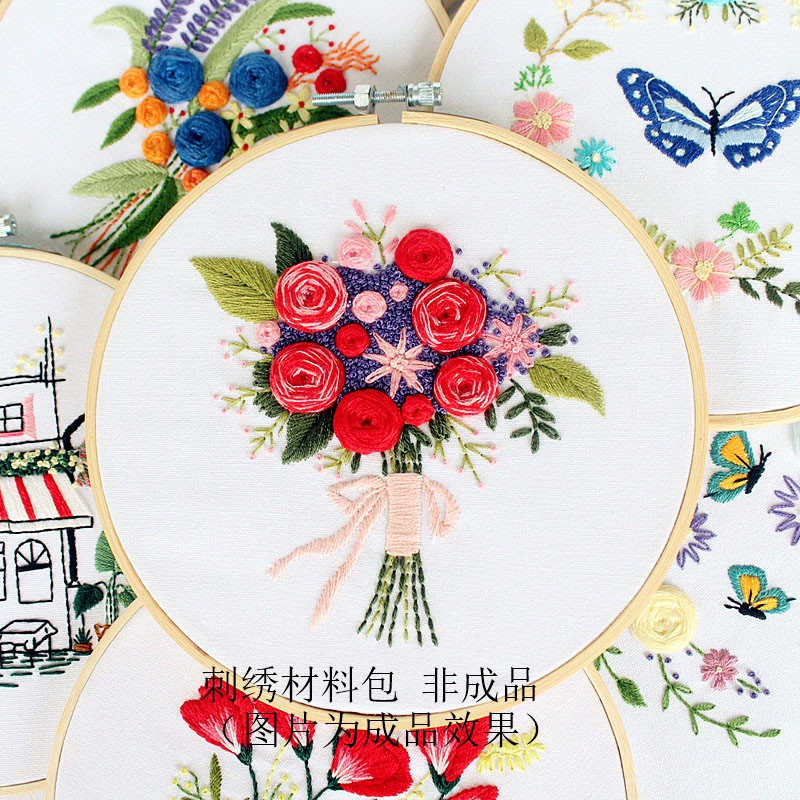 Embroidery handmade diy material package European three-dimensional cloth embroidery for beginners, self-embroidery to pass the time, hand-made embroidery