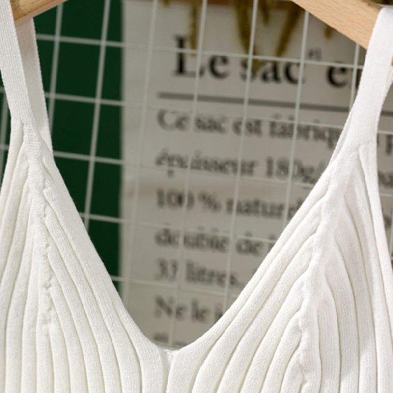 Xiangbao Áo Crop Top Dệt Kim Hai Dây Cổ Chữ V Sâu Màu Trơn Gợi Cảm Cho Nữ