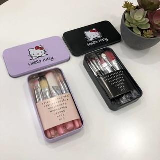 Set 7 cọ trang điểm Hello Kitty + hộp đựng thiếc (ảnh thật)