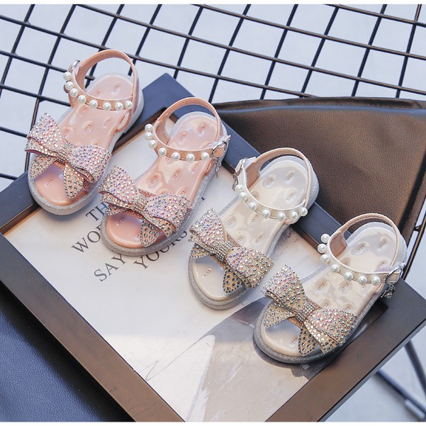 sandal bé gái size 21-30 nơ đá tiểu  thư