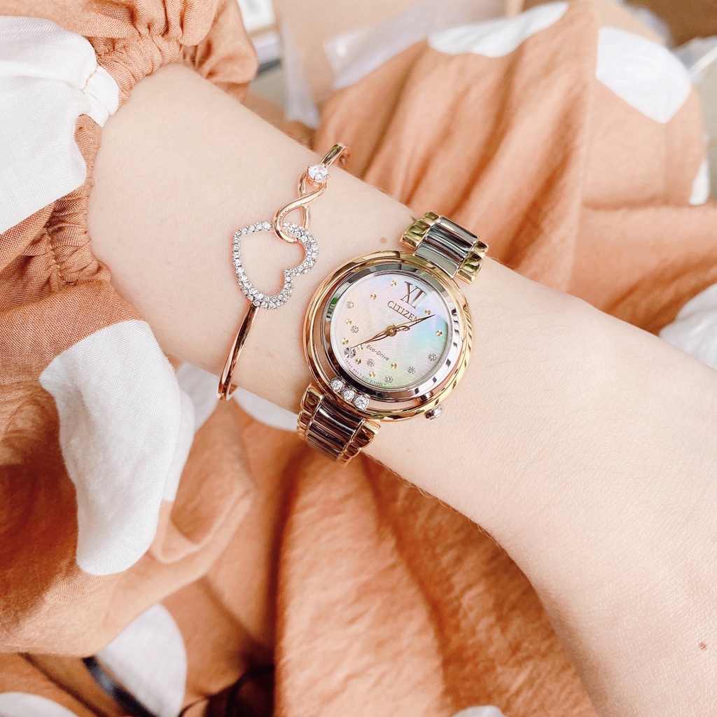 Đồng hồ nữ chính hãng Citizen Sunrise EM0324-58D - Máy Quartz pin năng lượng ánh sáng - Kính Sapphire