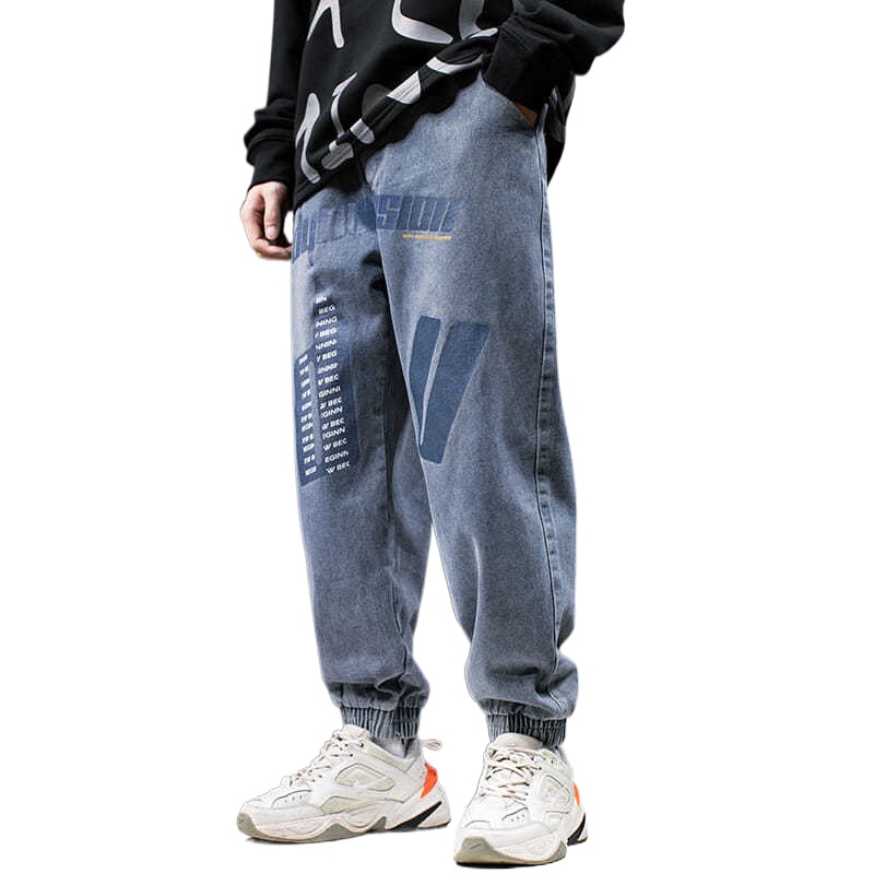 Quần Jean Thể Thao Ống Túm Dáng Rộng Phong Cách Hip Hop Âu Mỹ Cá Tính Cho Nam