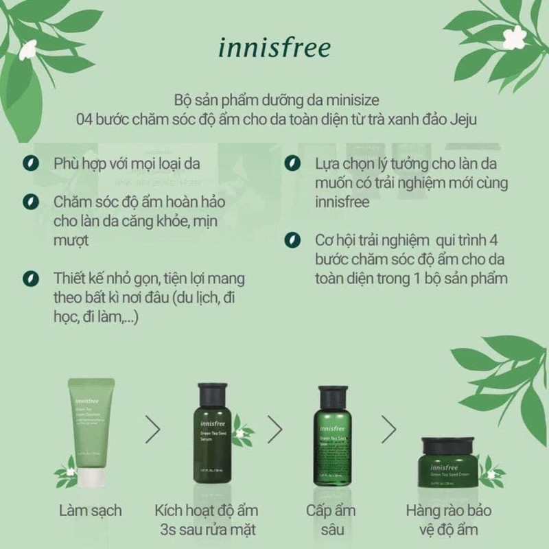 [ Date T8/2022] Set Trà Xanh Innisfree Hydration Skincare Set With Green Tea Limited