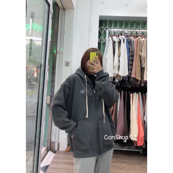 Áo Hoodie Nỉ Bông kéo khoa lót nhung Unissex Cho Cả Nam Nữ Thêu Mặt Em Bé, HOODIE Form rộng, Áo khoác Nỉ | BigBuy360 - bigbuy360.vn