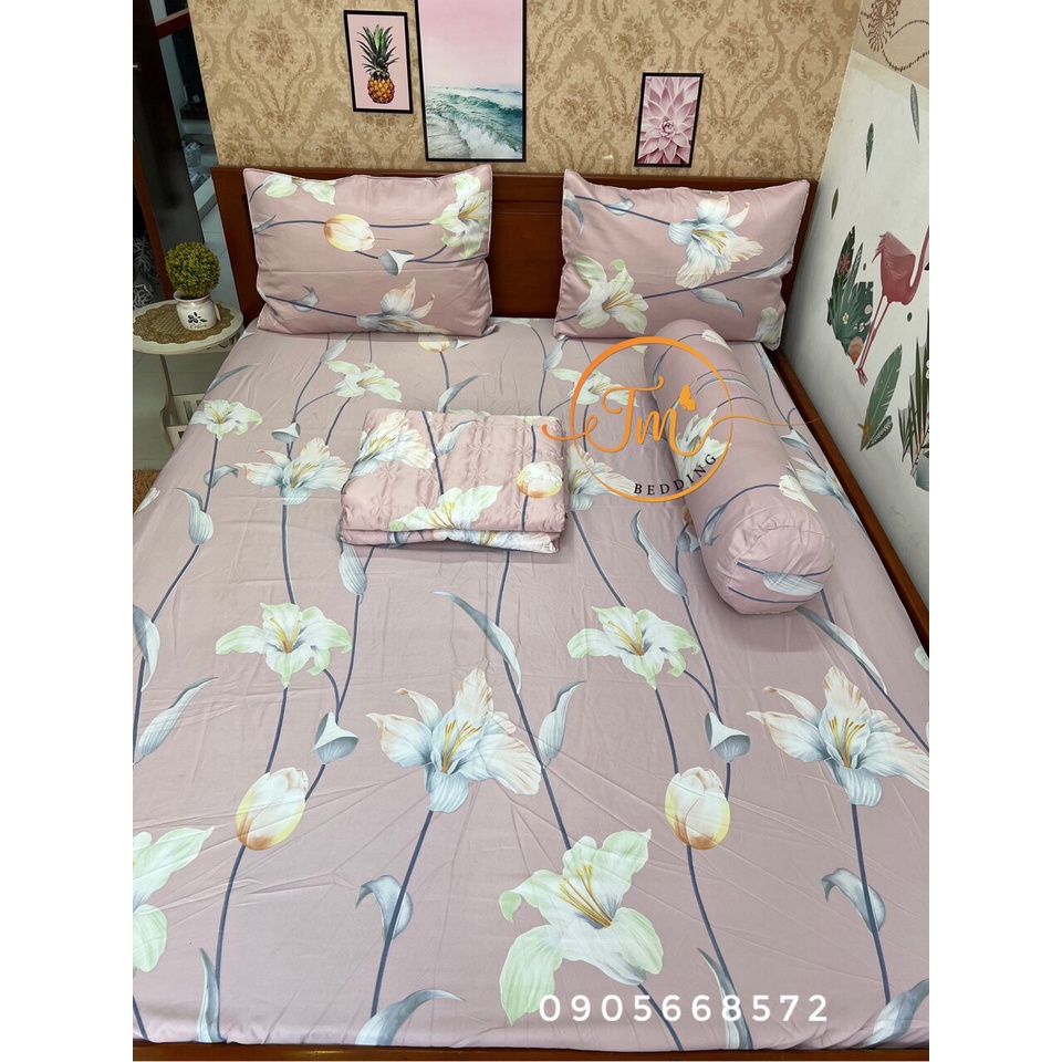 Chăn ga lụa tencel mát mềm mịn họa tiết con hạc siêu xinh | BigBuy360 - bigbuy360.vn