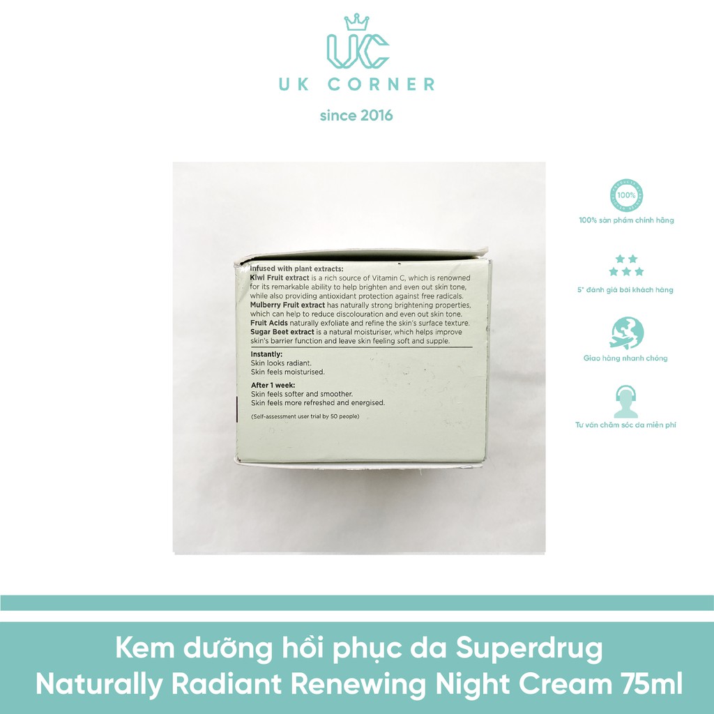 Kem dưỡng hồi phục da Superdrug Naturally Radiant Renewing Night Cream 75ml