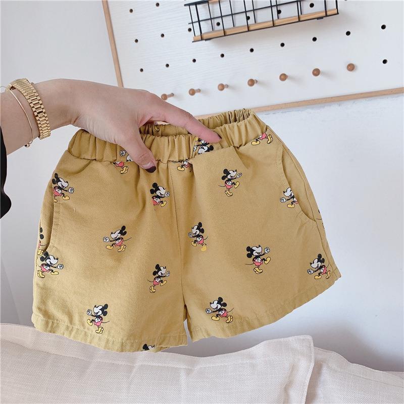 Quần Short Vải Cotton Họa Tiết Hoạt Hình Chuột Mickey Thời Trang Mùa Hè Cho Bé