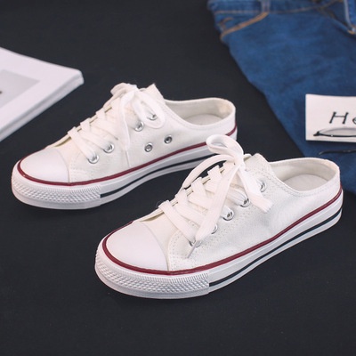 Sục Thể Thao Nữ Ulzzang Vintage, Giày Đạp Gót Vải Canvas Trơn 4 Màu Đế Độn 3cm Hàn Quốc, Street Style - Iclassy_shoes