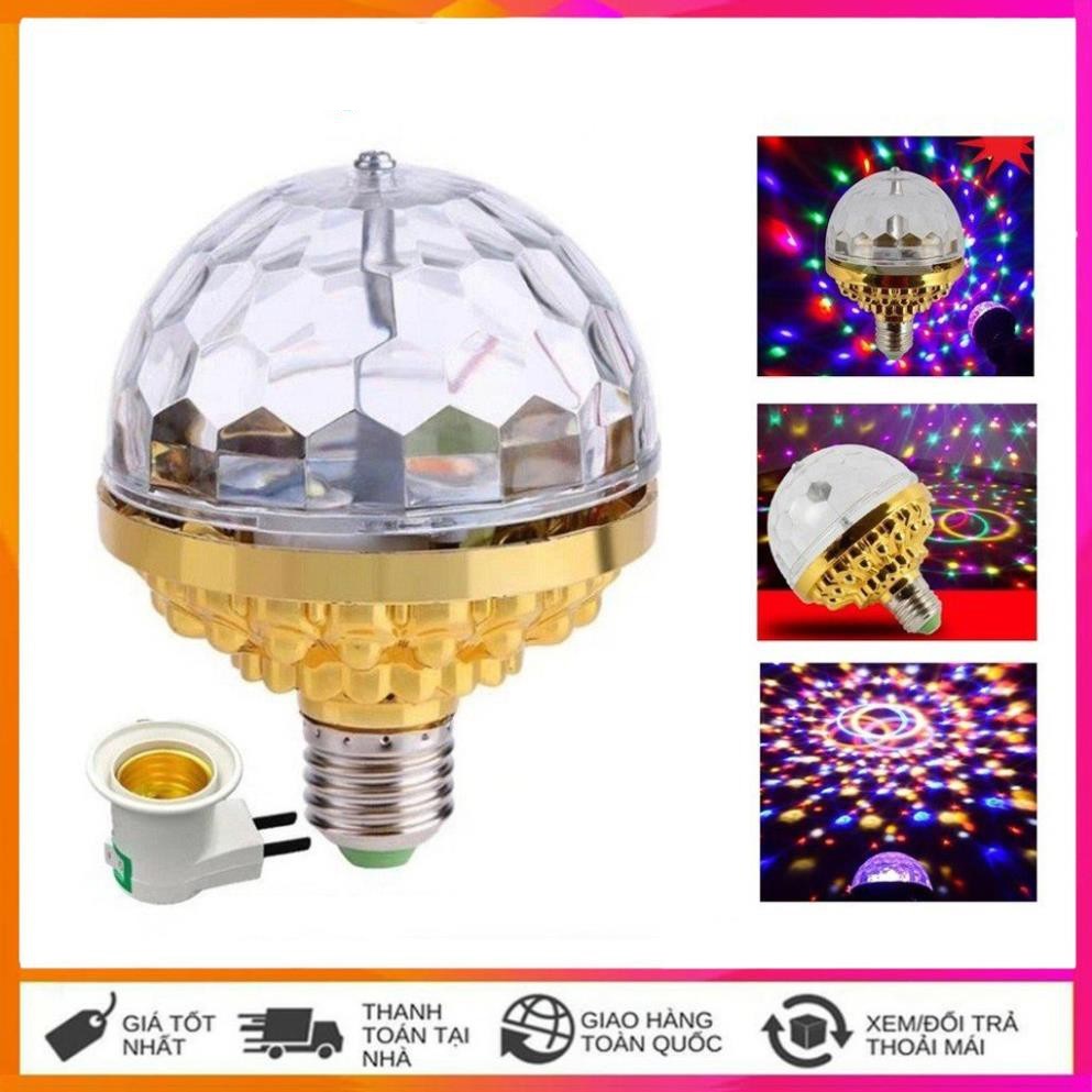 Đèn led nháy chớp 7 màu tự xoay kèm đui tròn, nhiều hiệu ứng tia chớp nhấp nháy theo nhạc