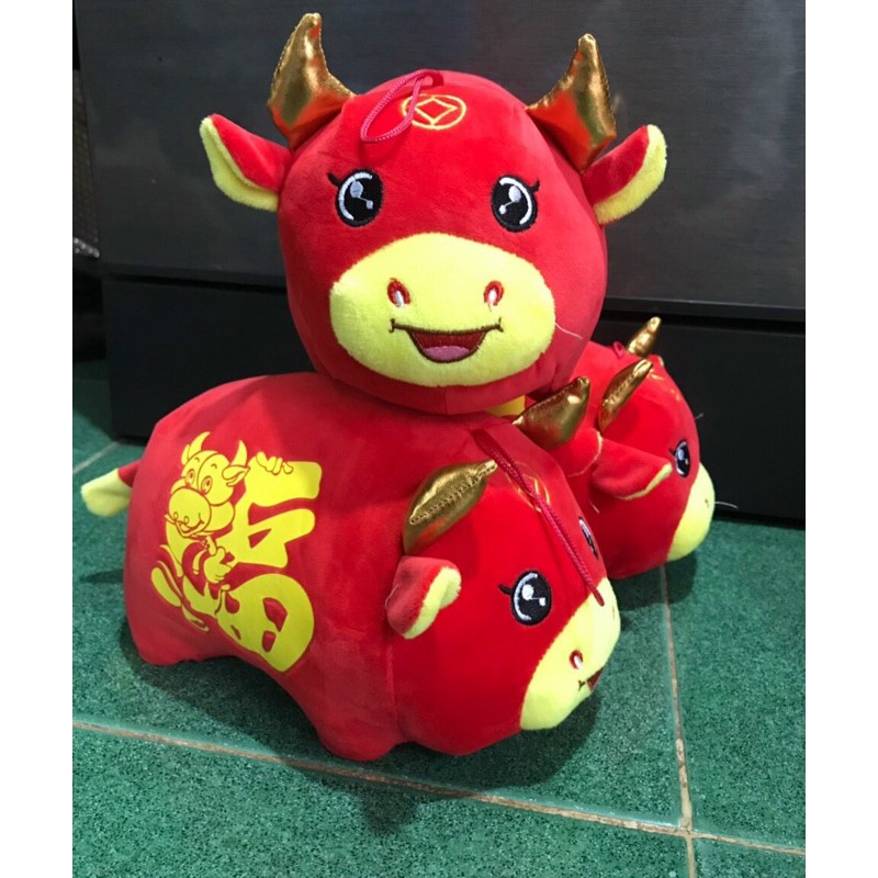 GẤU BÔNG TRÂU TẾT 2021 Cao Cấp,Chất Miniso Mềm Nhũng