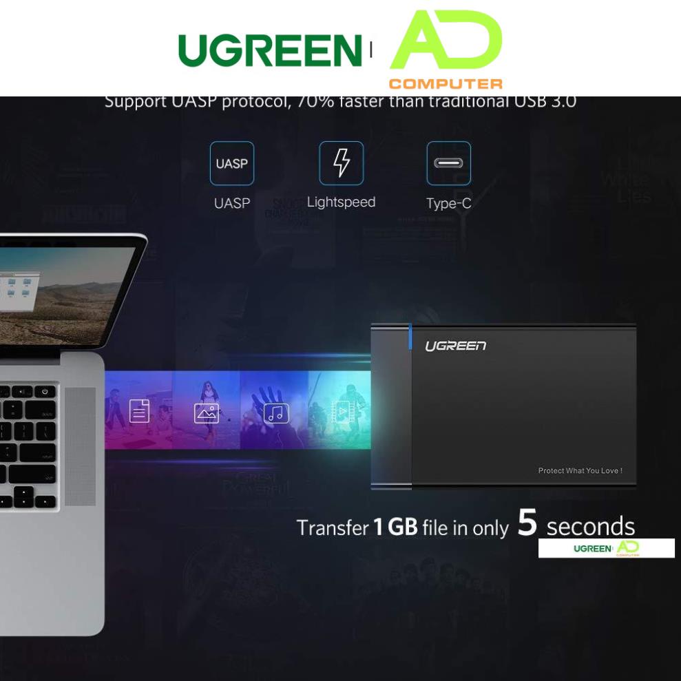Hộp đựng ổ cứng 2.5 inch SSD, HDD hỗ trợ 6TB,chuẩn SATA UGREEN US221 vỏ nhựa ABS - Hàng phân phối chính hãng