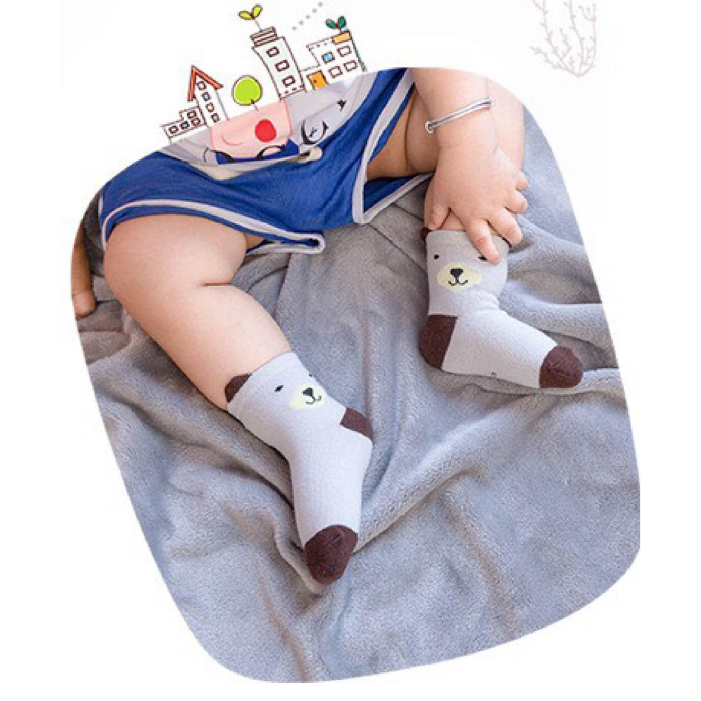 Set 5 đôi tất điều hòa cotton cổ thấp Kid's Socks mềm mại thoáng khí cho bé từ 0-6 tuổi