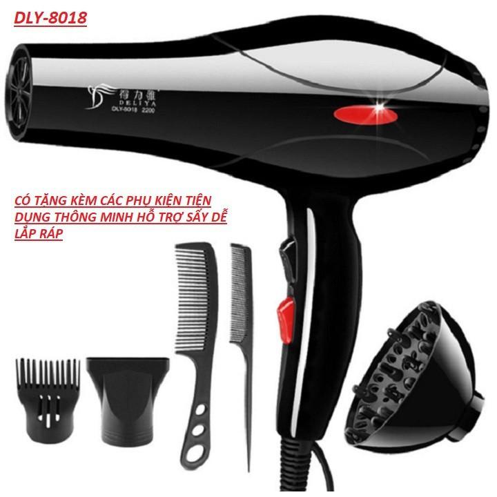 Máy sấy tóc Deliya 8018 công suất 2200W có 3 chiều nóng, vừa, mát thỏa sức lựa chọn, không lo tóc hư tổn
