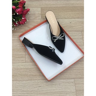 Dép sục nữ thắt nơ đá gót 2cm êm chân