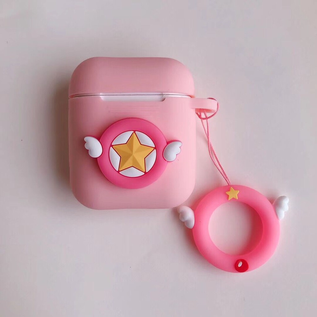 cartoon cardcaptor sakura airpods 1/2 case cute wand soft silicone wireless bluetooth earphone protective cover