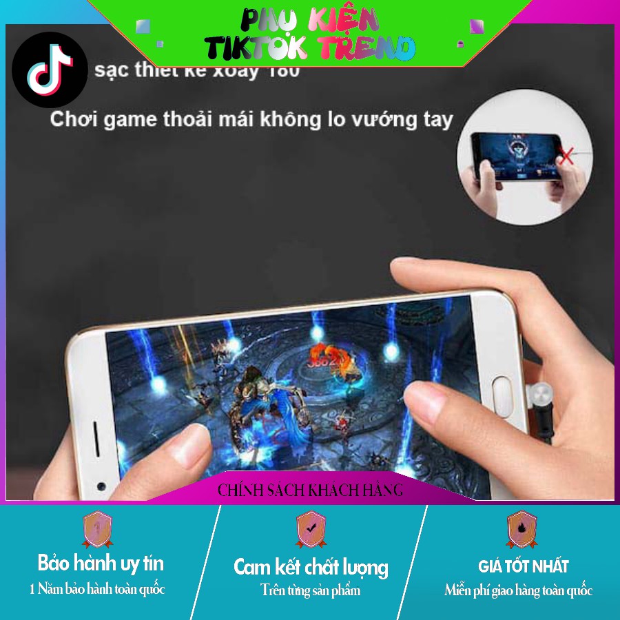 [TIKTOK TREND] SẠC NAM CHÂM THÔNG MINH 180º - CHỐNG VƯỚNG TAY XOAY 180º - 3 ĐẦU SẠC IPHONE/ANDROID/TYPE-C.