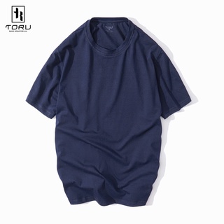 Áo Thun nam Cotton cao cấp Toru, thiết kế trơn Trắng, Đen, Tím Than, Thấm hút mồ hôi, co giãn tốt, kháng khuẩn