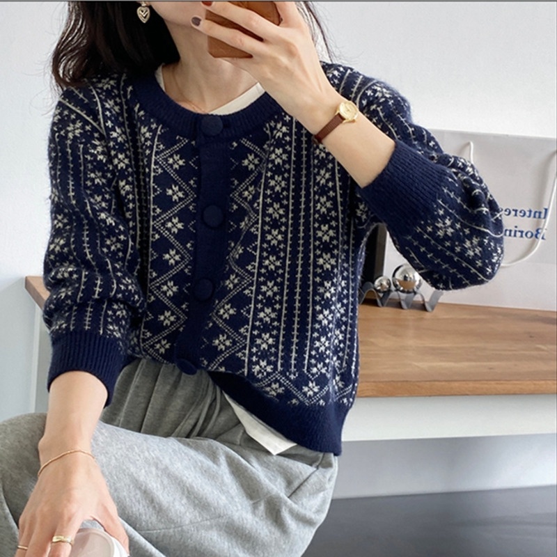Áo khoác cardigan dệt kim màu sắc thời trang giữ ấm cho nữ