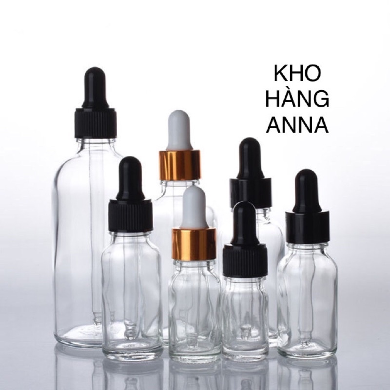 COMBO 5 chai thủy tinh xịt sương/ bóp giọt đựng tinh dầu - Chai Nâu/ trong suốt thủy tinh 100ml/ 50ml/ 30ml/ 20ml/ 10ml