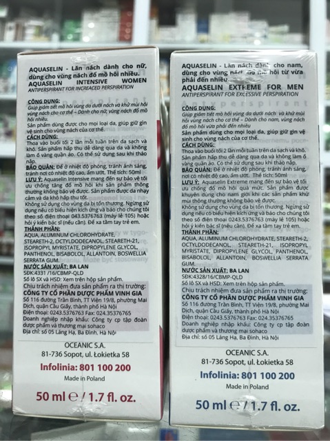 Lăn khử mùi nách AQUASELIN lọ 50 ml - hàng nhập khẩu chính hãng | BigBuy360 - bigbuy360.vn
