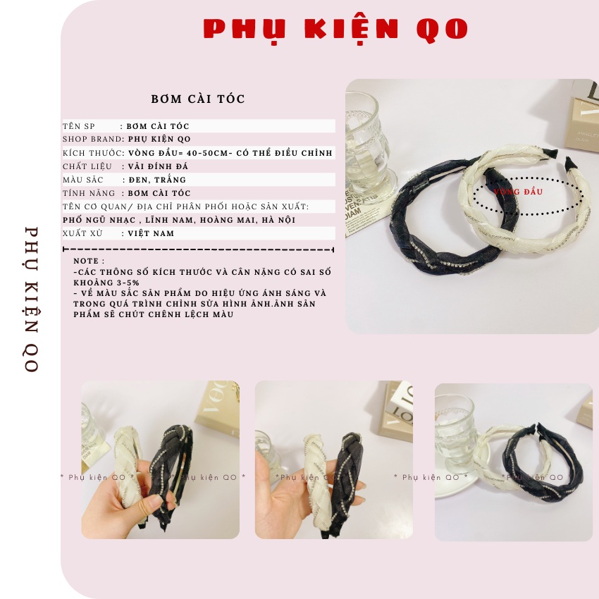 Bờm cài tóc dạng bên đính đá cho bạn gái - BOMH09