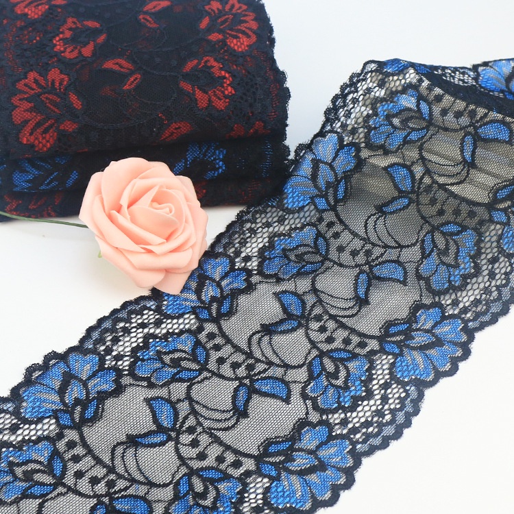 Ruy băng ren thun 15cm pha 2 màu, phụ kiện trang trí handmade