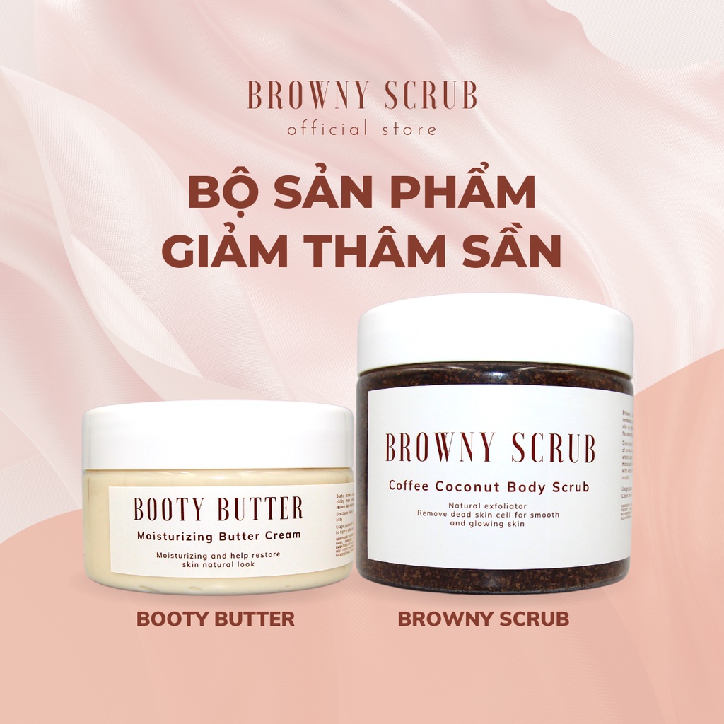 Bộ sản phẩm tẩy tế bào chết BROWNY SCRUB và kem dưỡng BOOTY BUTTER giúp da mềm mại, bóng khỏe size S/M  handmade