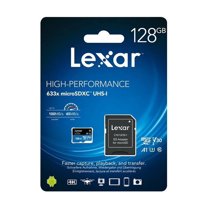 {Chính hãng} Thẻ Nhớ LEXAR 128GB Class 10- Tốc độ cao lên tới 100mbs - Chuyên dụng cho Camera, điện thoại, Máy tính