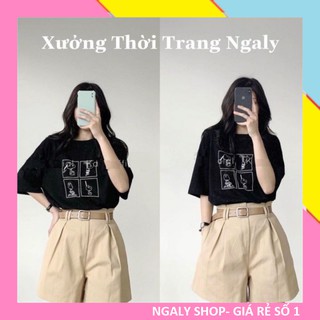 Set đồ nữ cá tính Ulzzang đi chơi mua hè giá rẻ Áo phông tay lỡ quần short SNOOPY SDN01