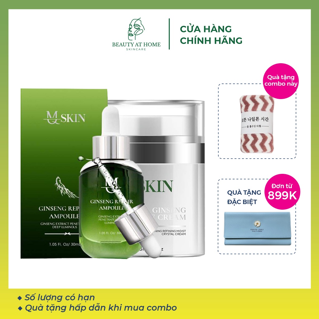 Serum căng bóng nhân sâm &amp; kem face nhân sâm nuôi dưỡng da từ sau bên trong - Beauty at home