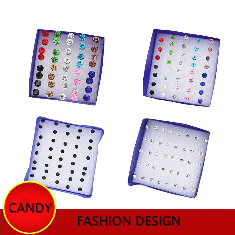 Set 20 Đôi Khuyên Tai Đính Đá Thời Trang Cho Nam Nữ