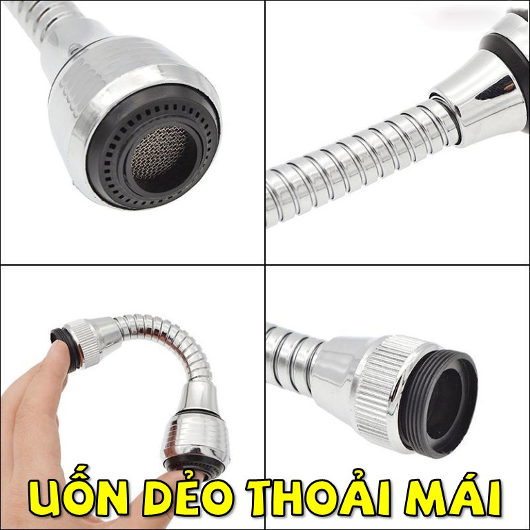 Vòi Rửa Inox Xoay 360 Độ, Vòi Tăng Áp Lực Nước Phù Hợp Với Tất Cả Loại Vòi Nối