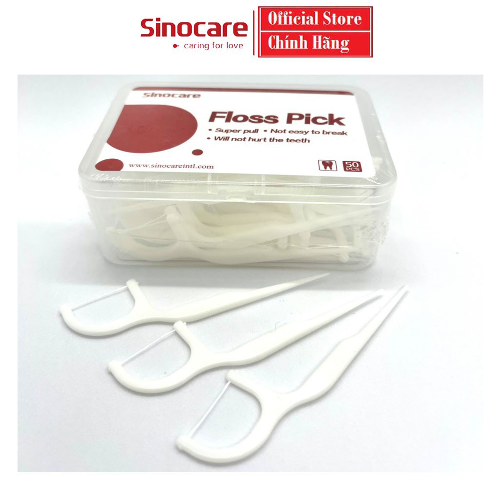 Hộp Tăm Chỉ Kẽ Răng Sinocare Floss Pick (Hộp 50 Cây)