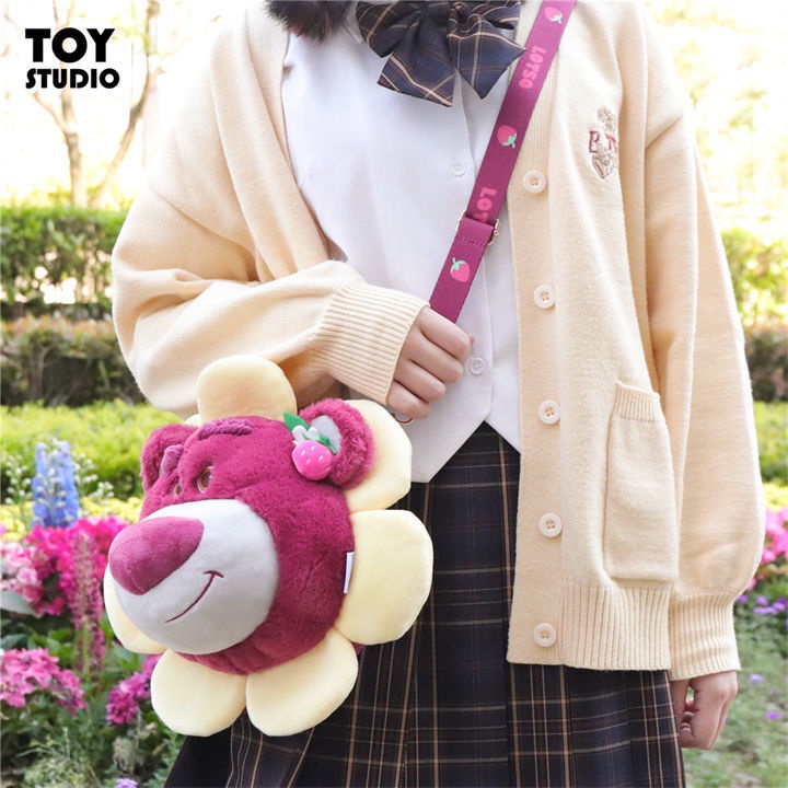 Túi Đeo Chéo mini Kiểu Hoạt Hình Gấu/Hoa/Dâu Tây Nhồi Bông Dễ Thương