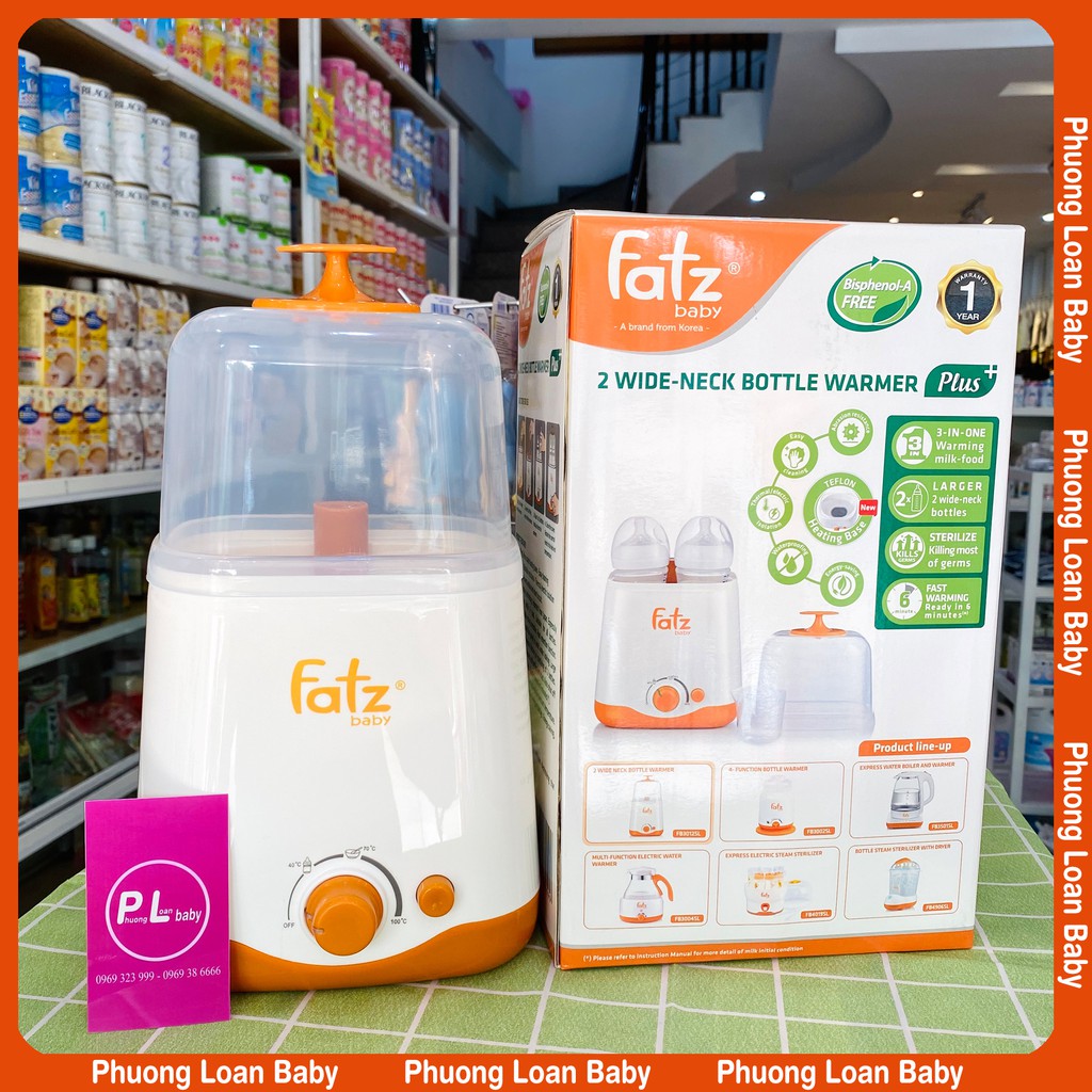 Máy hâm sữa Fatz baby 2 bình cổ rộng thế hệ mới FB3012SL chính hãng bảo hành 12 tháng
