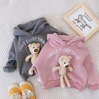 Áo hoodie kèm gấu cho bé trai và gái