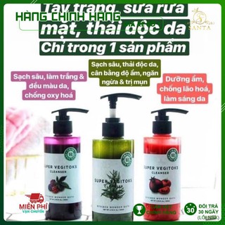 [FREESHIP- HÀNG CHÍNH HÃNG] Sữa Rửa Mặt Rau Củ Super Vegitoks Xanh 300ml
