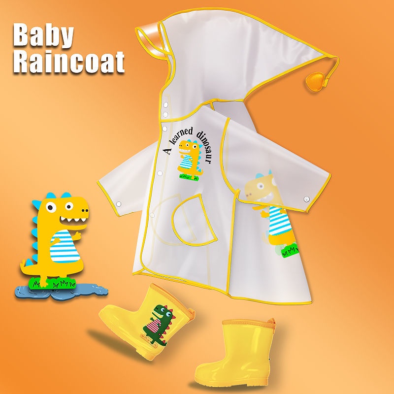 ♛Áo Mưa Trong Suốt Hình Khủng Long Đáng Yêu Dành Cho Bé